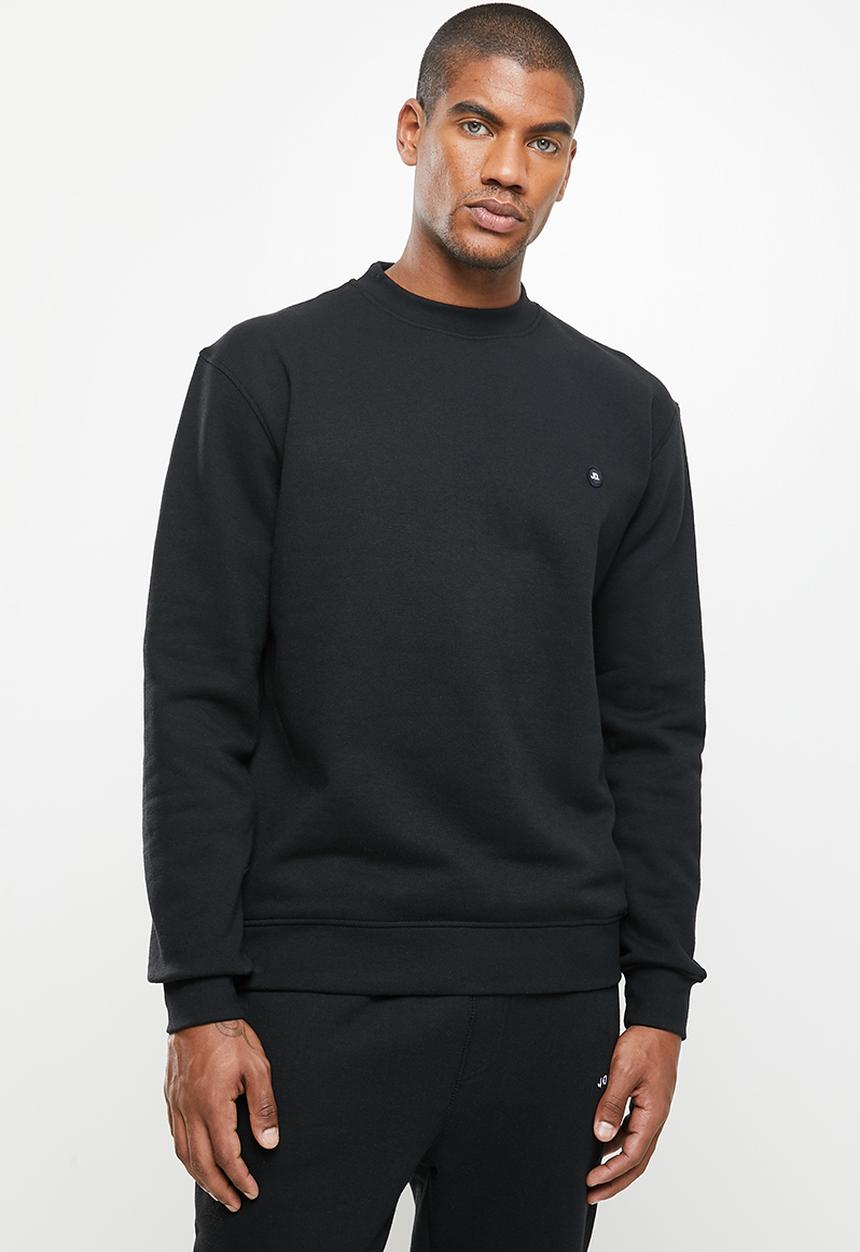 Jonathan D - Oversized fit branded crew neck sweater - black