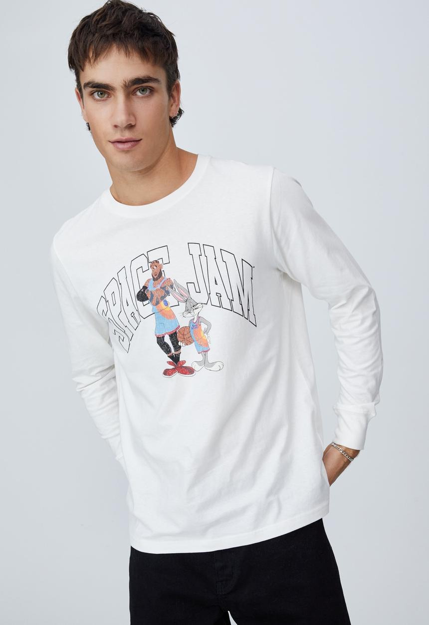 Cotton On - Tbar collab long sleeve T-shirt - white
