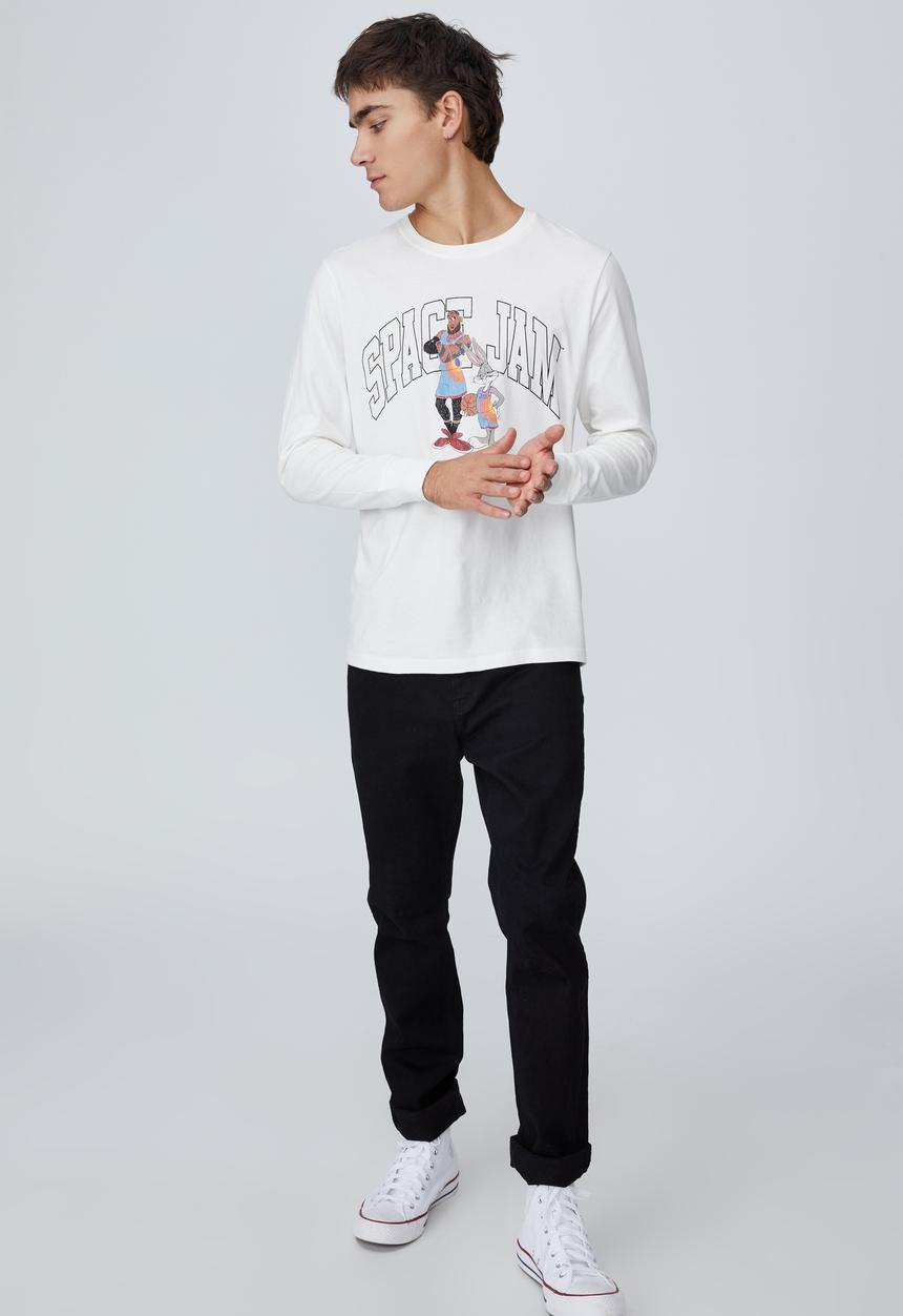 Cotton On - Tbar collab long sleeve T-shirt - white