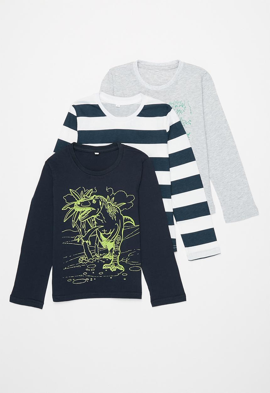 Pop Candy - Boys 3 pack long sleeve graphic tee - multi 