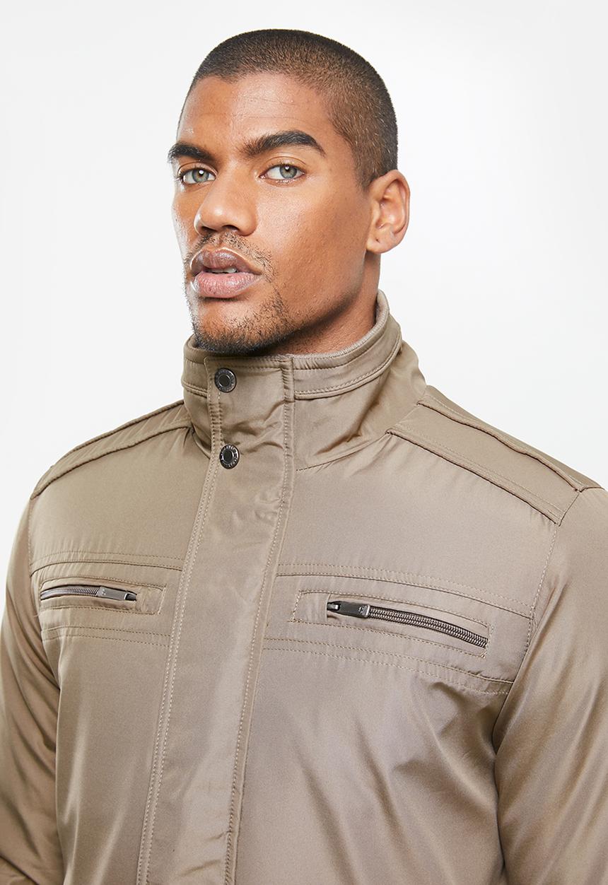 Jonathan D - Zip through jacket heavy weight - taupe
