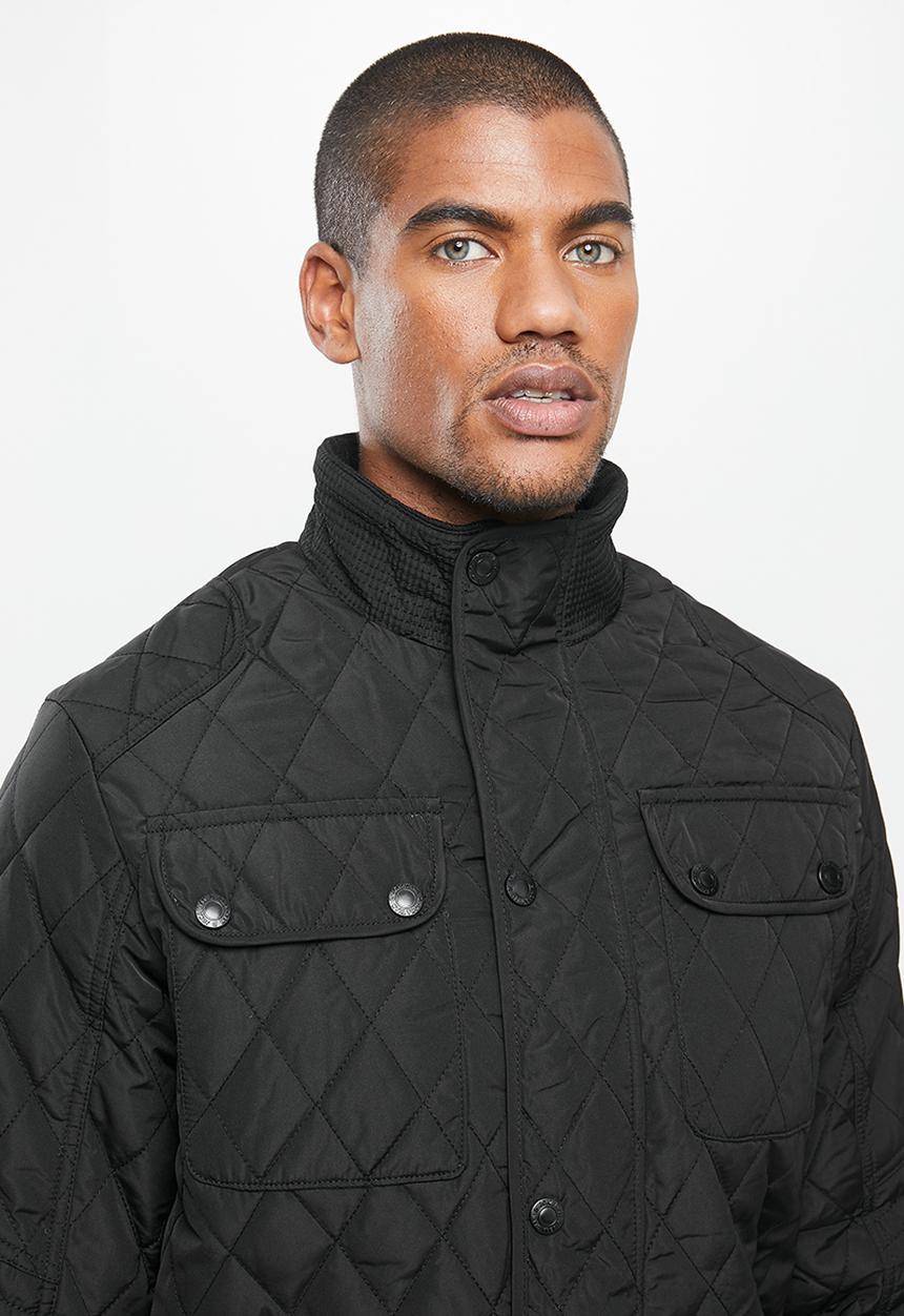 Jonathan D - Quilted zip through jacket heavy weight - black