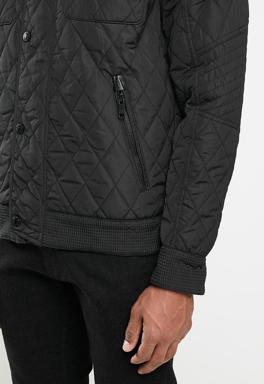 Jonathan D - Quilted zip through jacket heavy weight - black