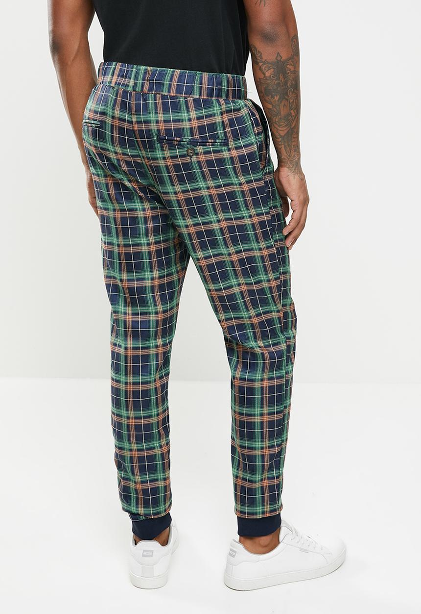 Jonathan D - Regular fit check trousers - navy & green 
