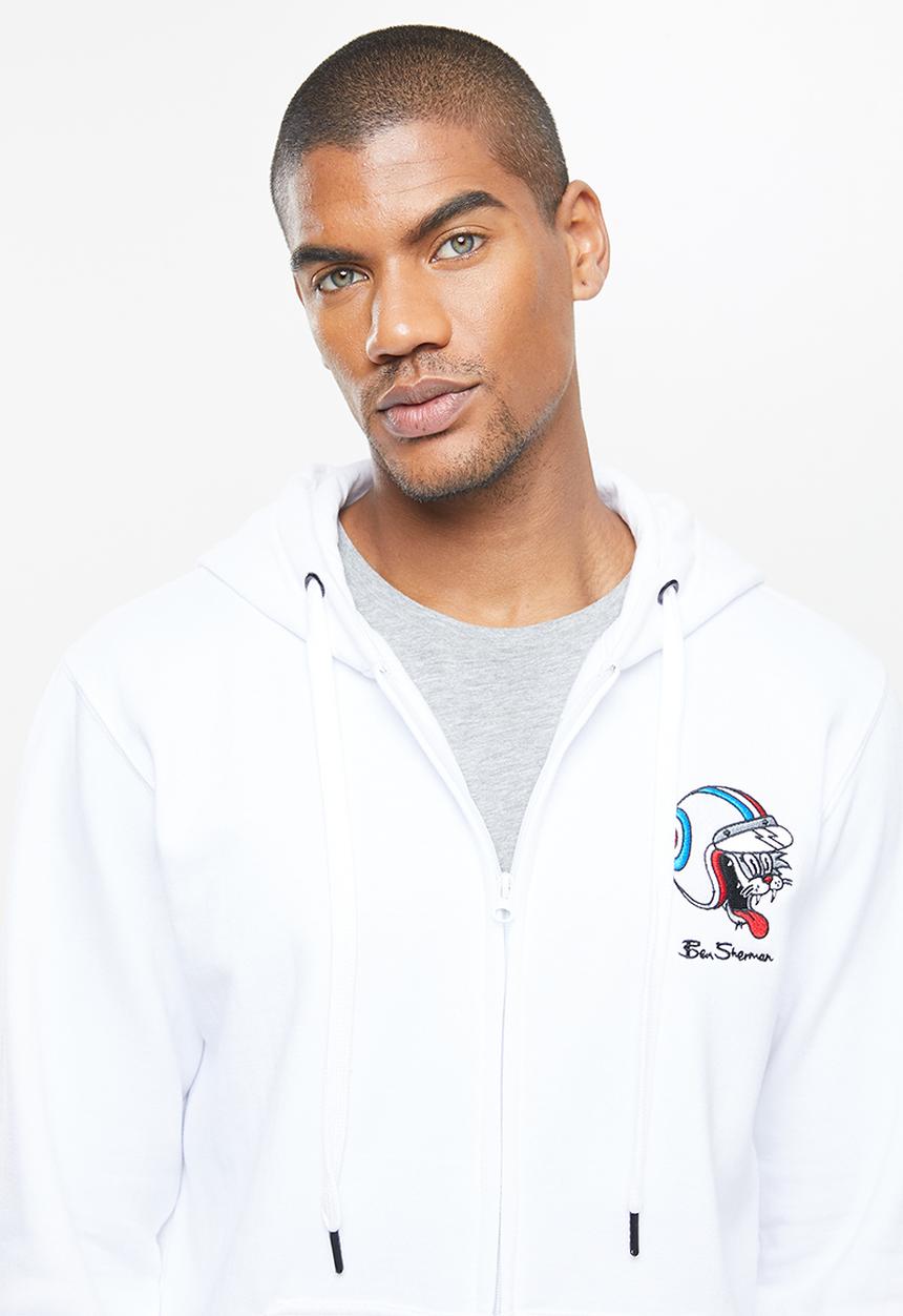 Ben Sherman - Cat zip sweat top - white