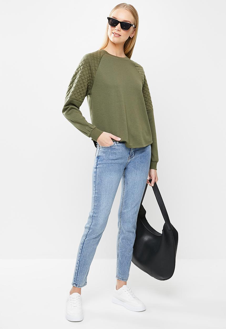 Jacqueline de Yong - Napa long sleeve  raglan sweat - green 