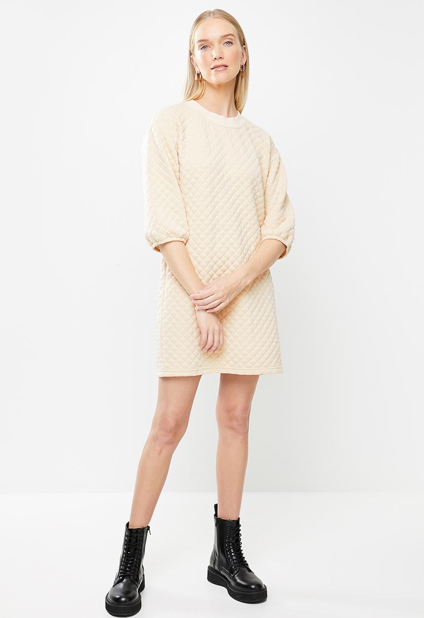 Jacqueline de Yong - Napa 3/4 quilted dress - beige 