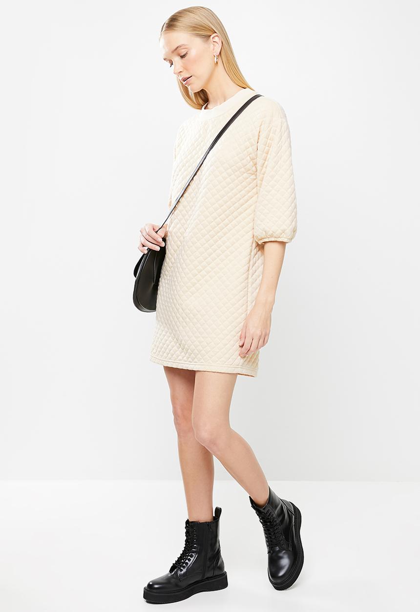 Jacqueline de Yong - Napa 3/4 quilted dress - beige 