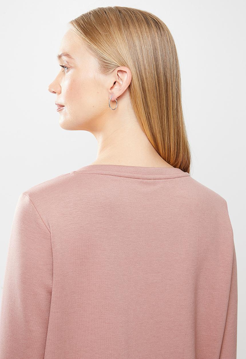 Jacqueline de Yong - Bella long sleeve boatneck sweat dress - pink 