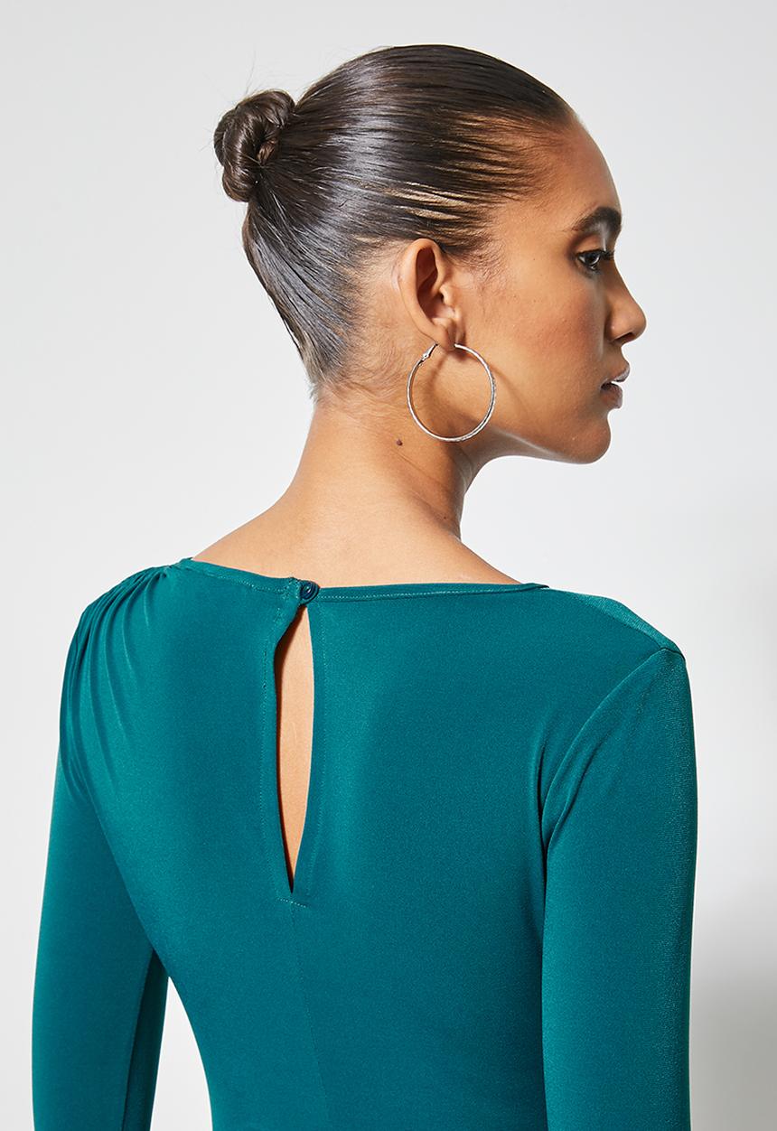 VELVET - Drawstring side ruched knit dress - Moroccan blue