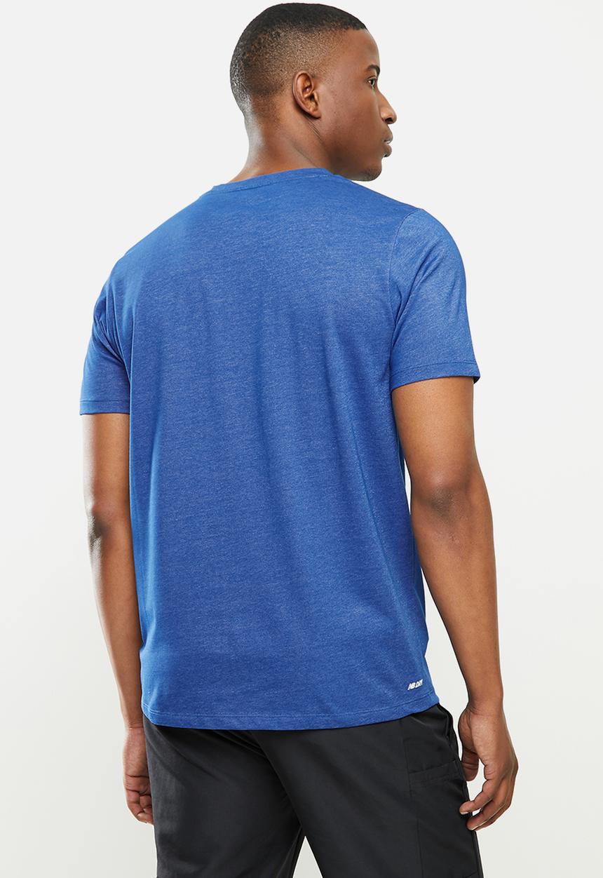 New Balance  - Tenacity heather tech short sleeve print - blue