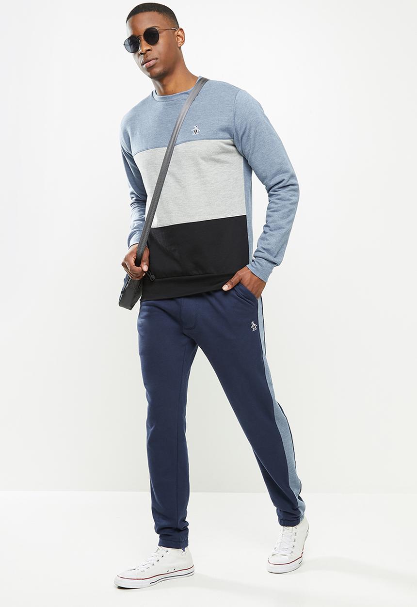 Original Penguin - Stripe fleece sweatpant - dark sapphire