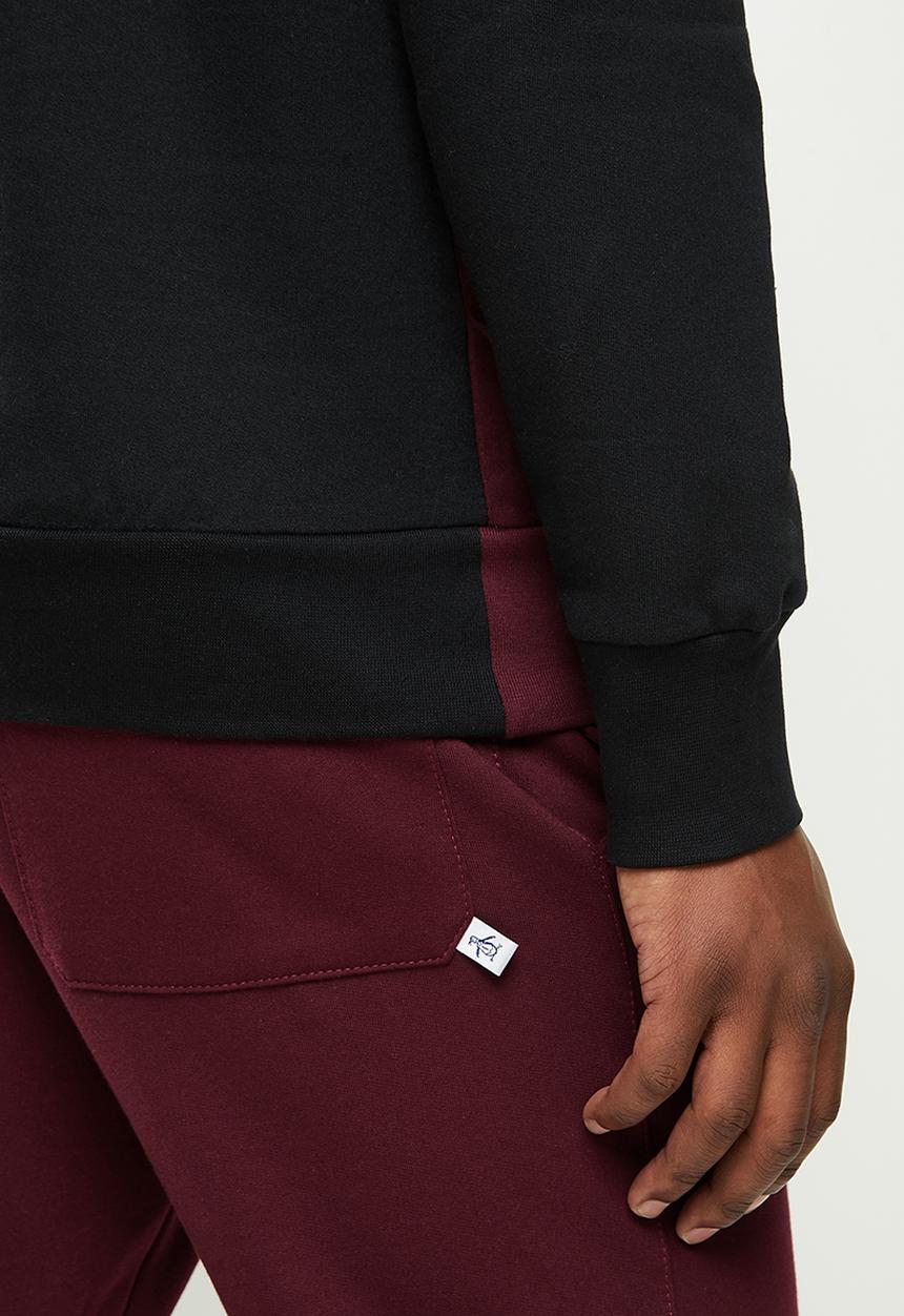 Original Penguin - Ls colour blocked fleece crew - true black