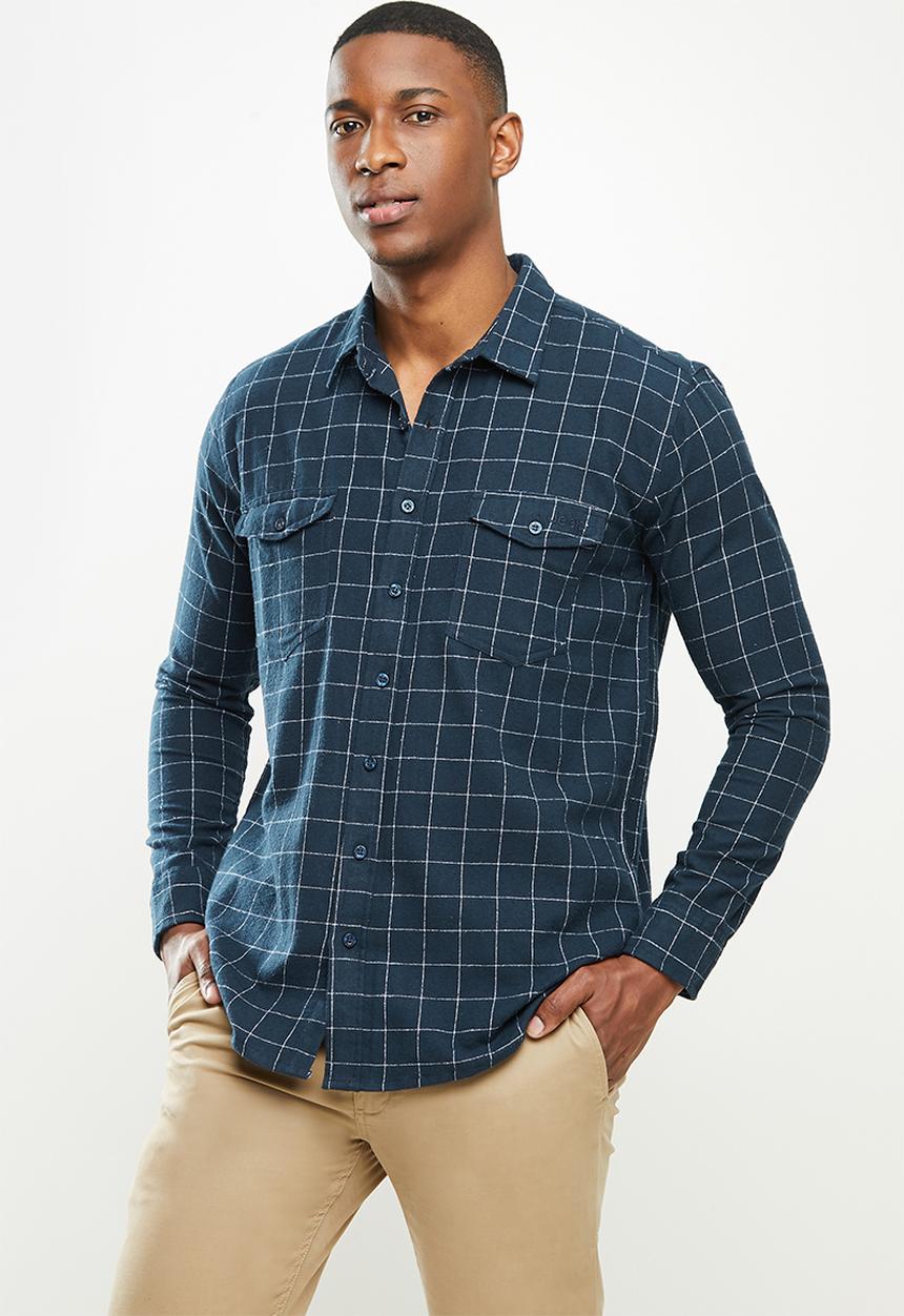JEEP - Harlyn flannel long sleeve yd check shirt - navy