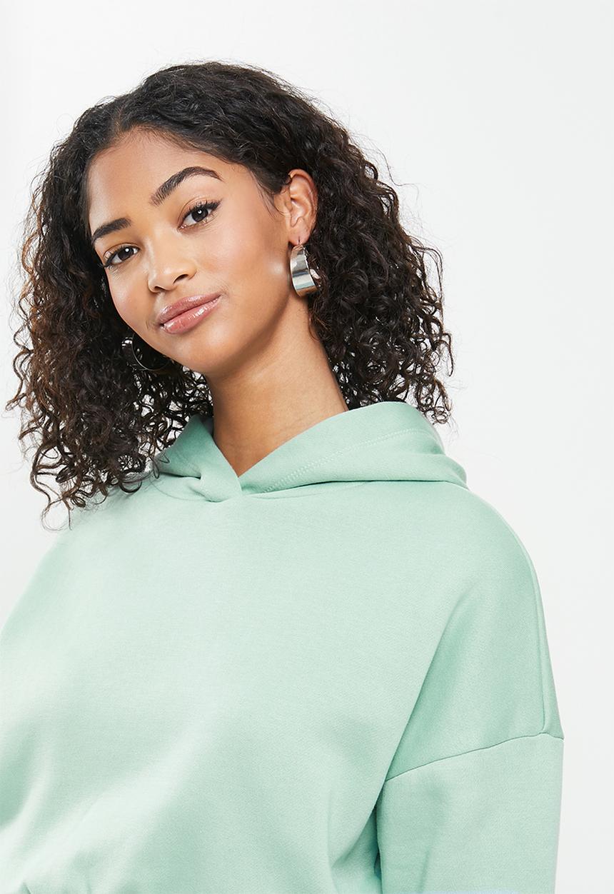 Blake - Cropped hoodie with elastic - sage