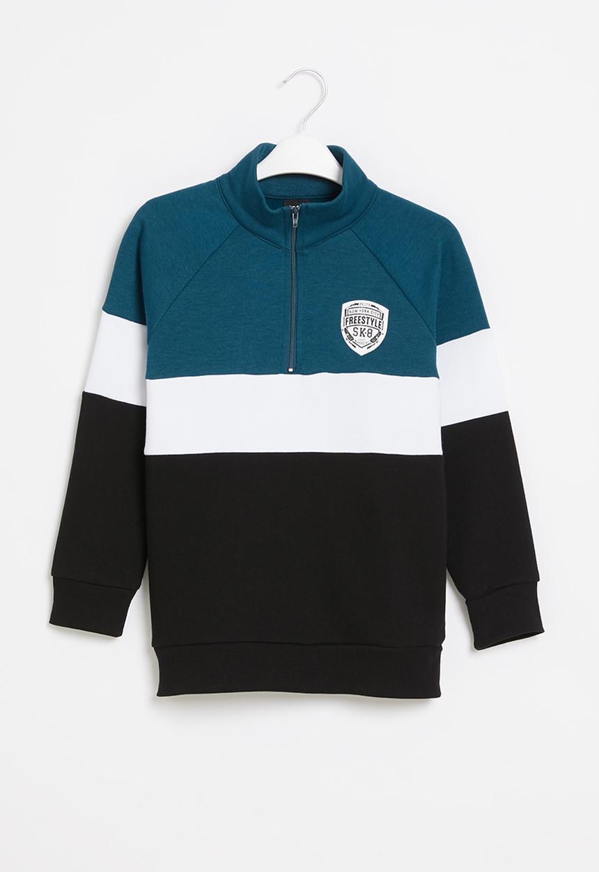 Rebel Republic - Boys 1/2 zip colour block sweatshirt - multi