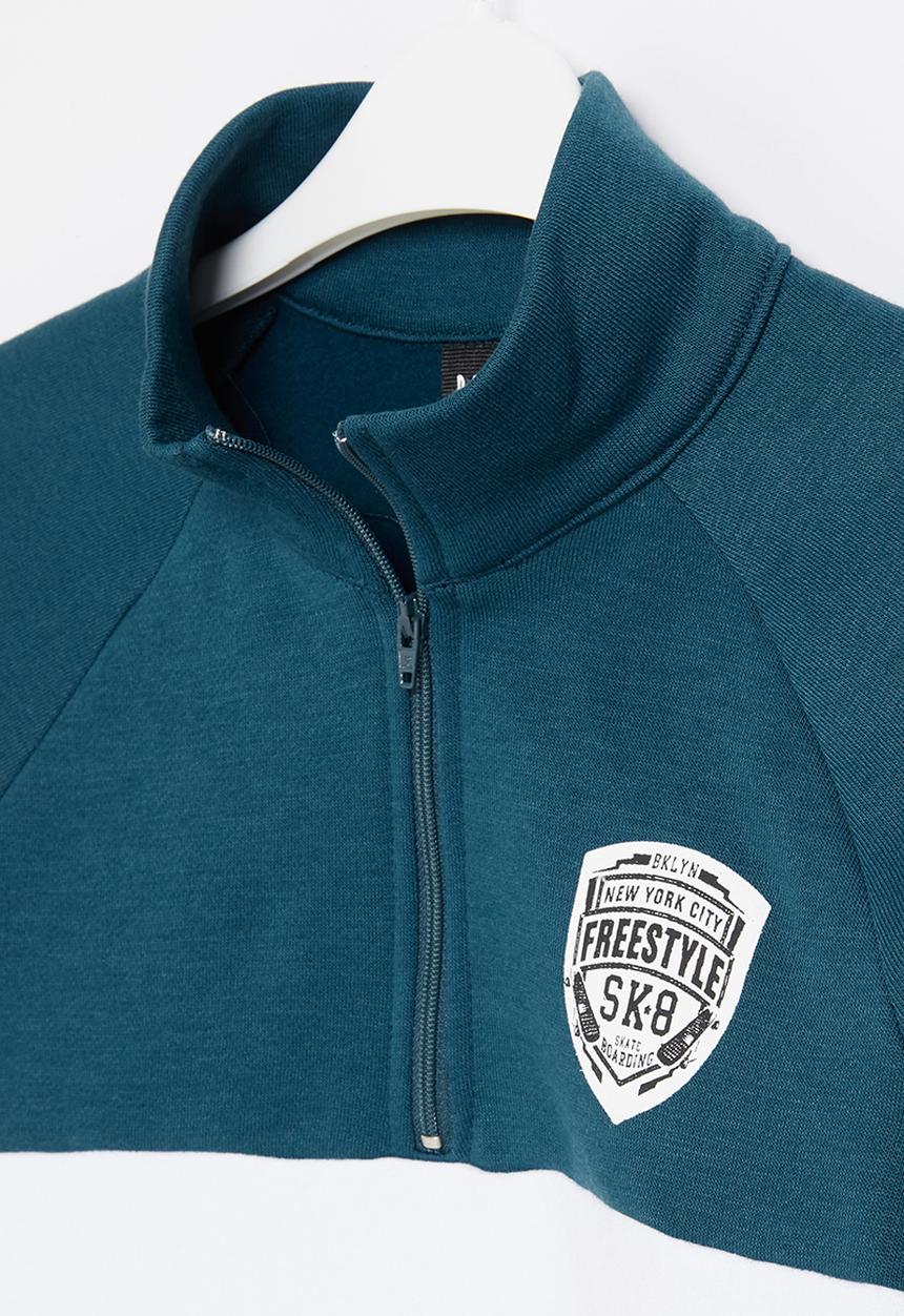 Rebel Republic - Boys 1/2 zip colour block sweatshirt - multi