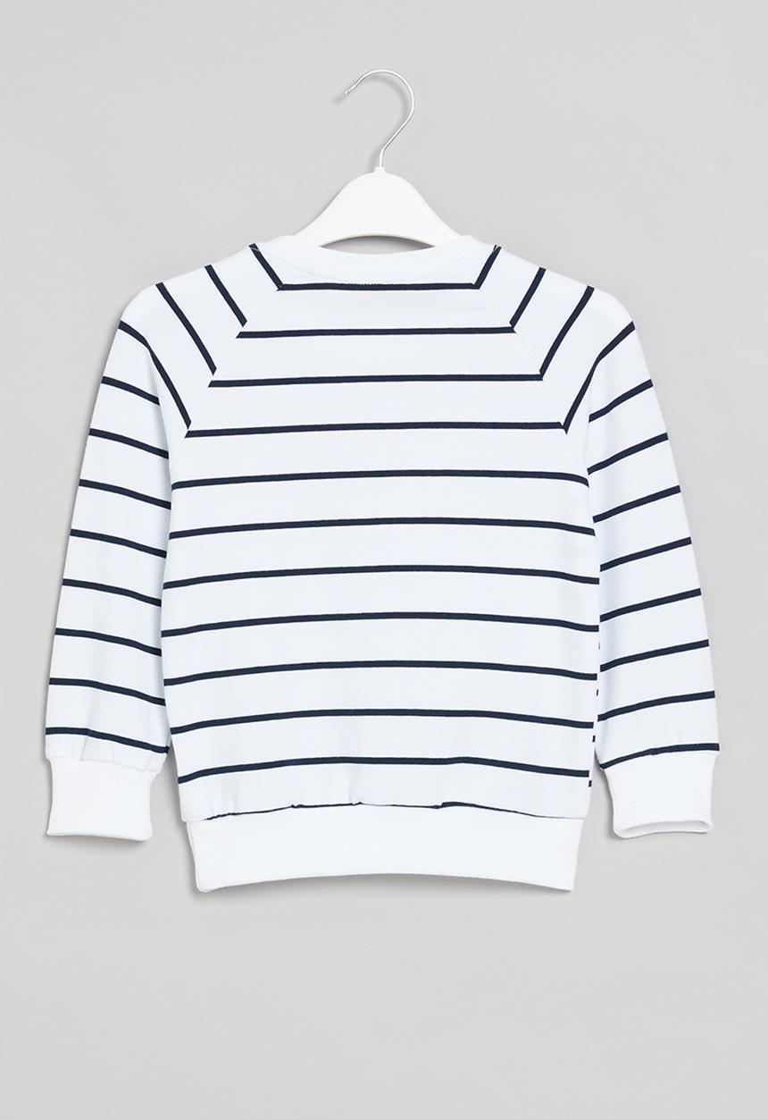 Pop Candy - Girls stripe rainbow crewneck - white & navy 