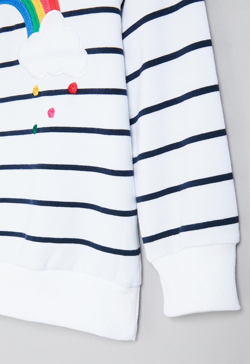 Pop Candy - Girls stripe rainbow crewneck - white & navy 