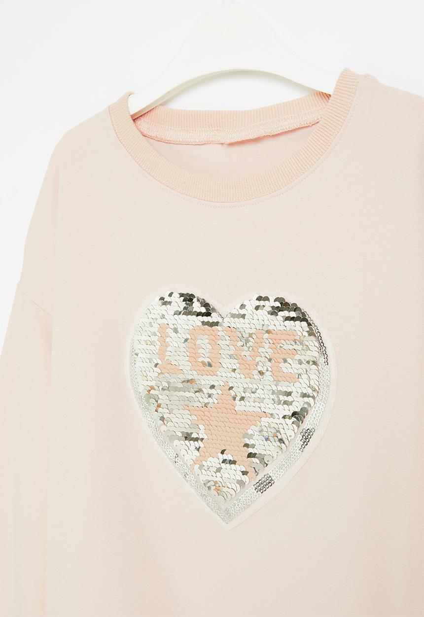Pop Candy - Girls heart crewneck - light pink