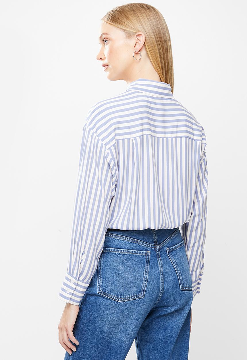 MANGO - Shirt new - blue & white 