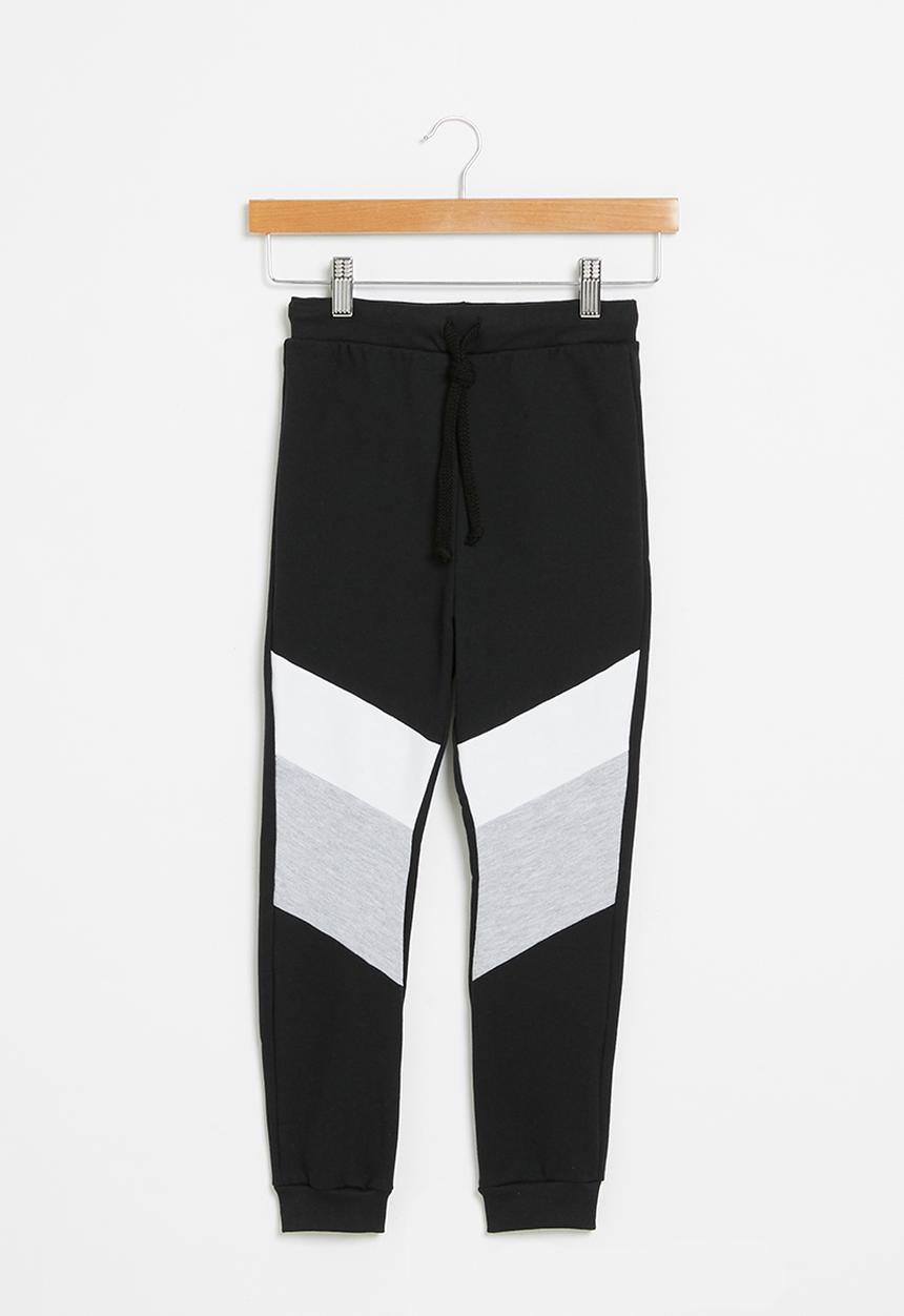 Pop Candy - Colour blocked  jogger - black