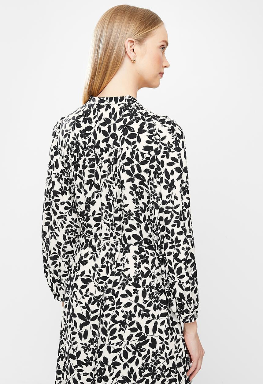 MANGO - Dress cherry - white & black