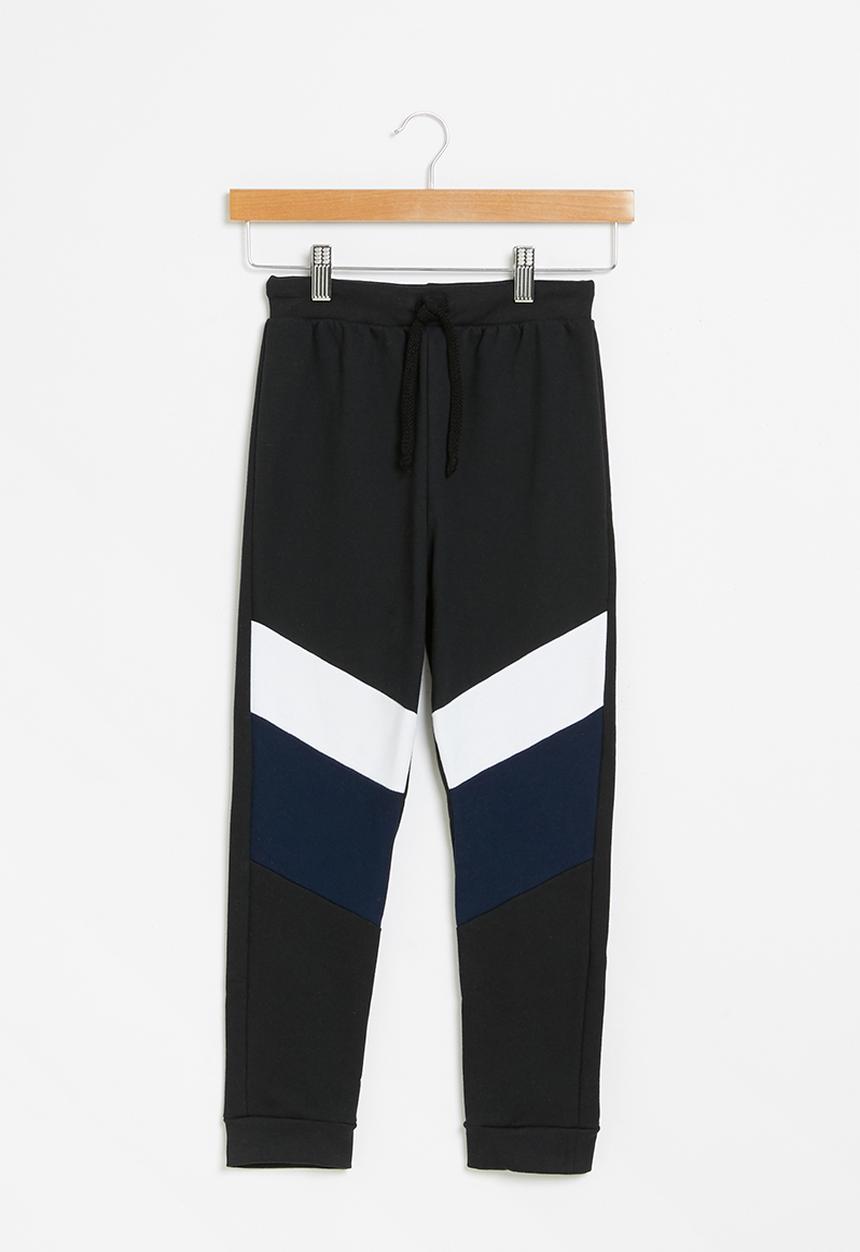Pop Candy - Colour blocked  joggerr - black