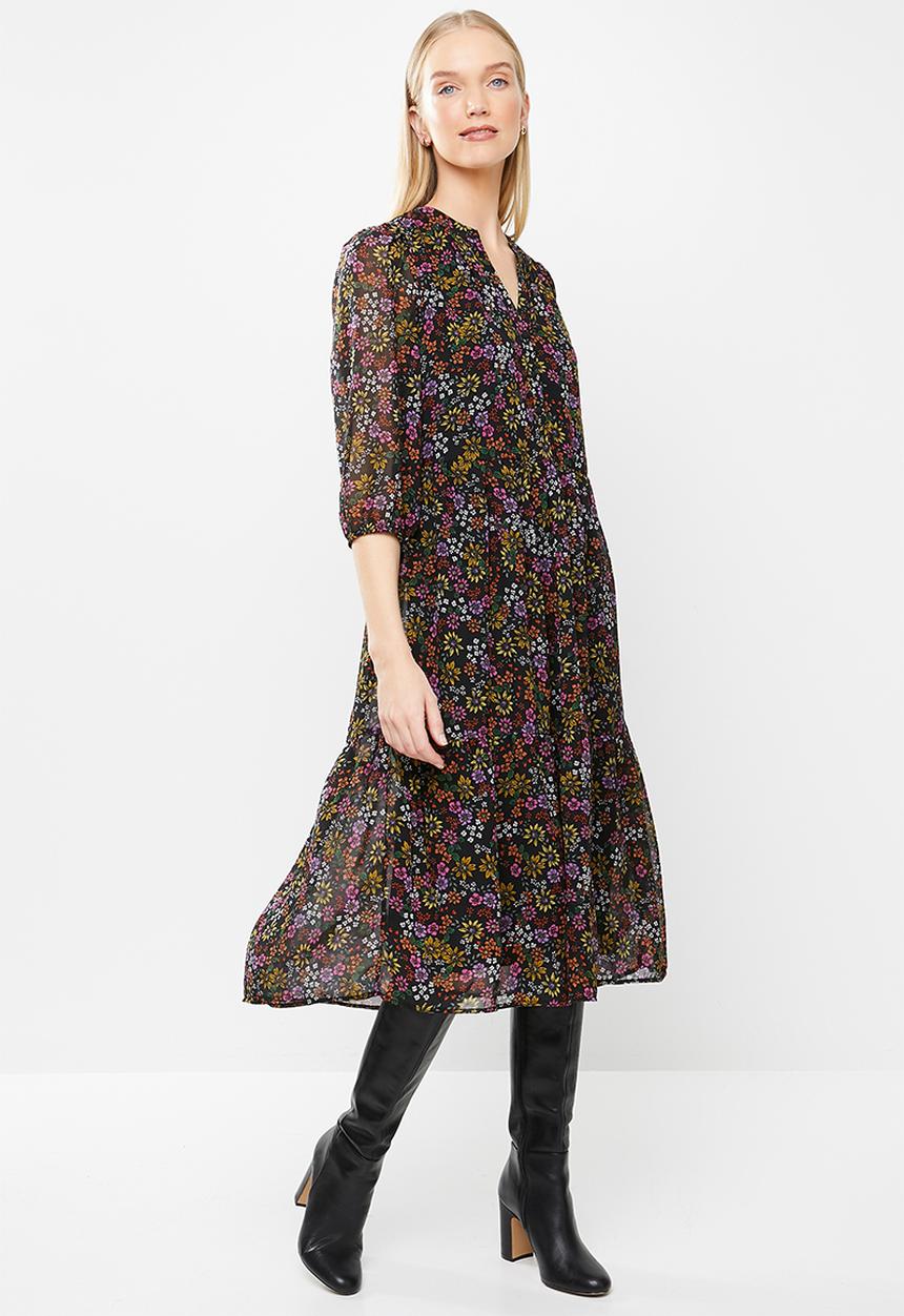 Vero Moda - Gaja 3/4 v-neck calf dress - multi