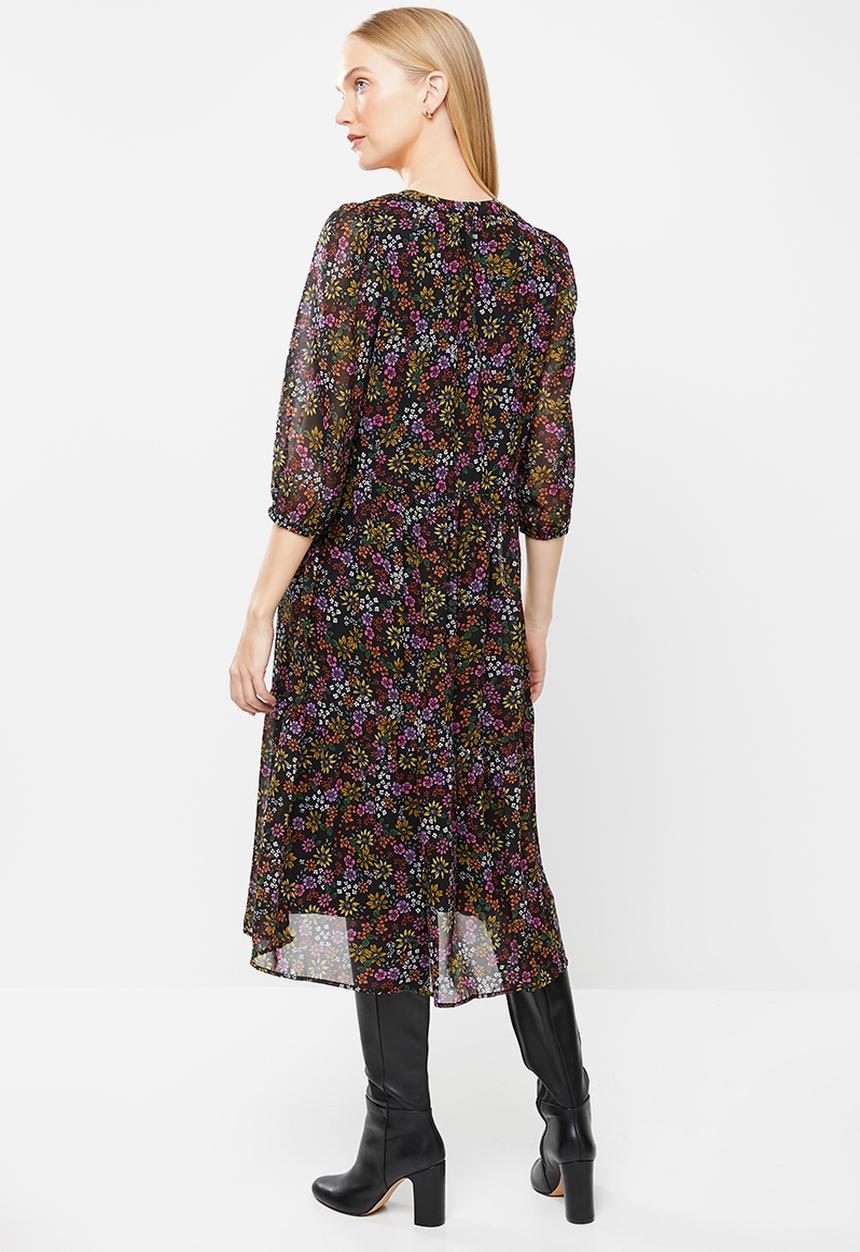 Vero Moda - Gaja 3/4 v-neck calf dress - multi
