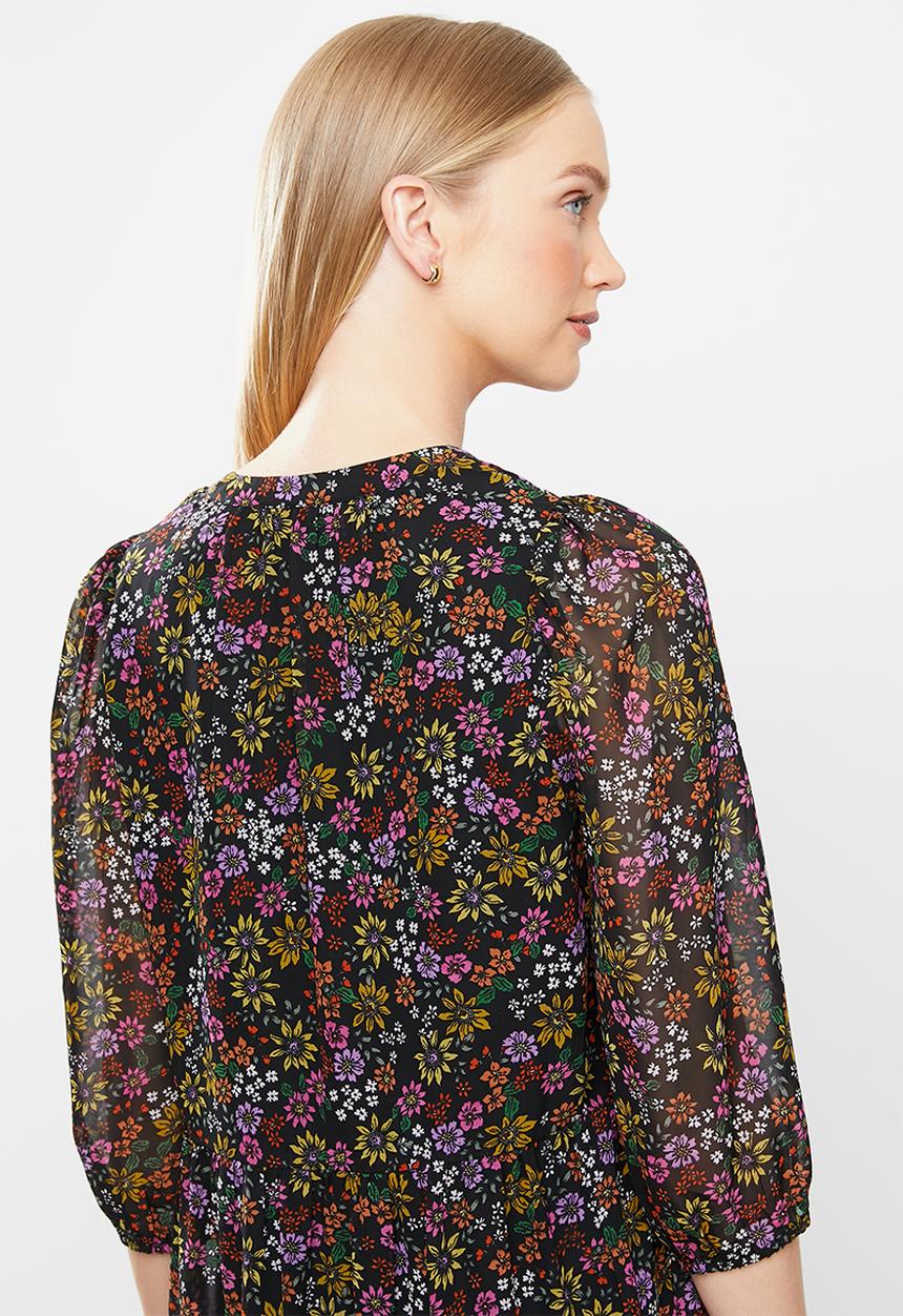 Vero Moda - Gaja 3/4 v-neck calf dress - multi