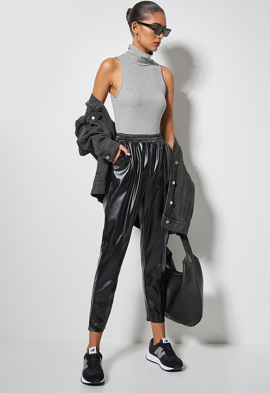 Superbalist - 2 Pack cotton rib poloneck bodysuit - black & grey melange
