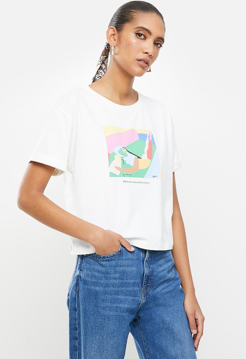 MANGO - T-shirt - off white