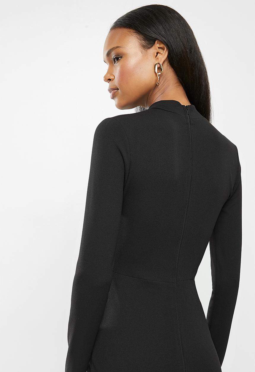 MILLA - Slim turtleneck maxi with cutout - black