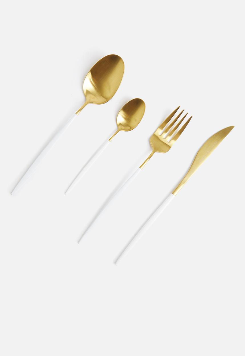 Jenna Clifford - Satin 16 piece cutlery set-gold
