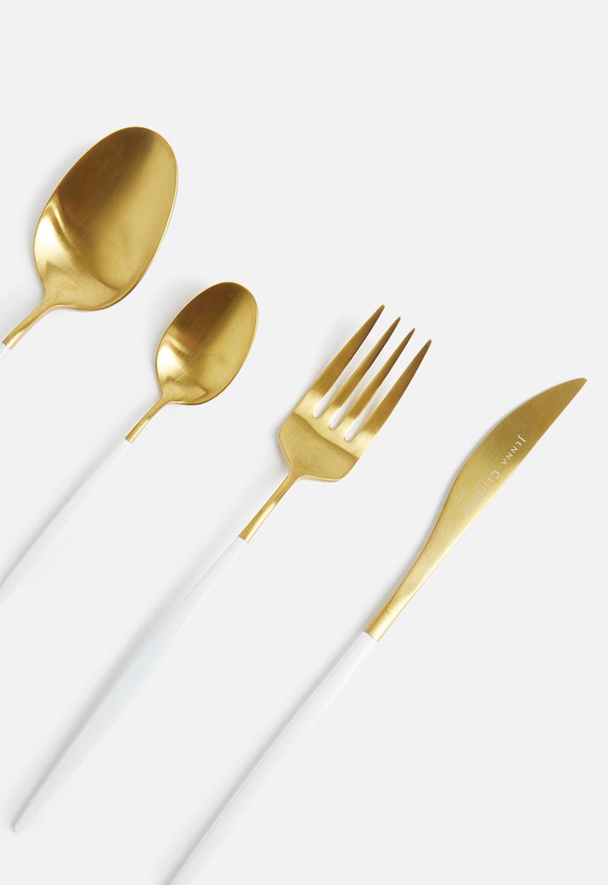 Jenna Clifford - Satin 16 piece cutlery set-gold