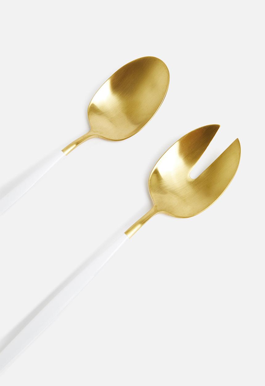 Jenna Clifford - Satin salad server set-Gold