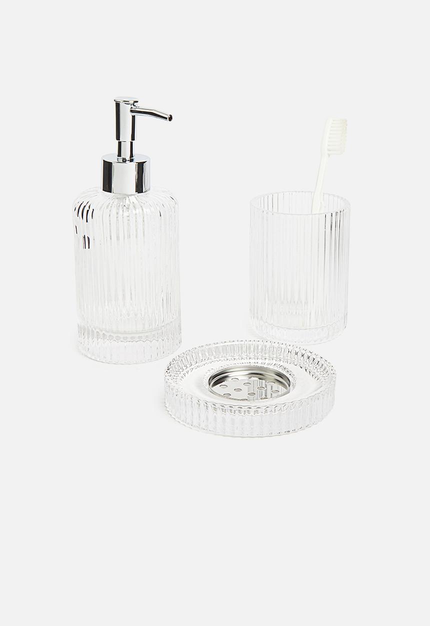 Sixth Floor - Faye ribbed glass soap dispenser - clear