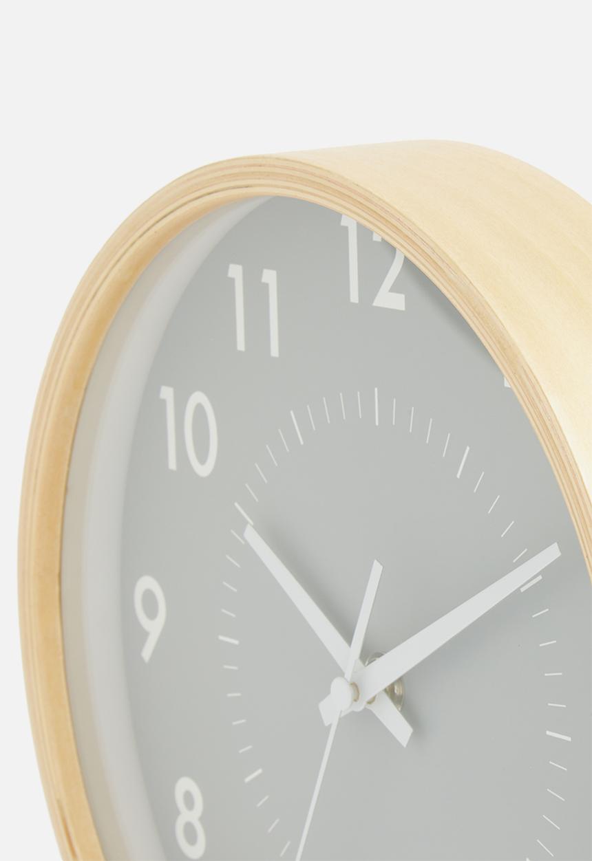 Sixth Floor - Beech wood wall clock - grey