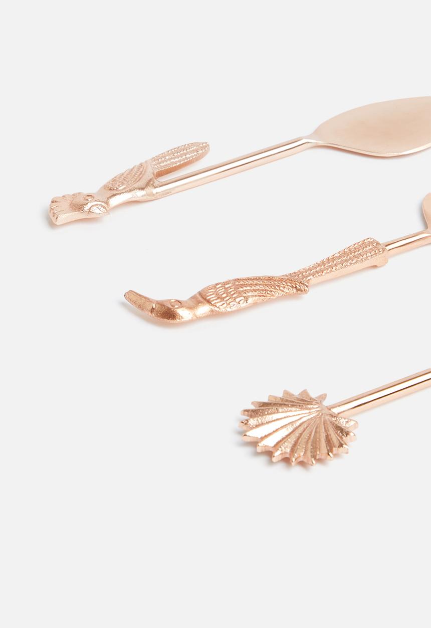 Sixth Floor - Bird cheese knife set  of 3 - brass