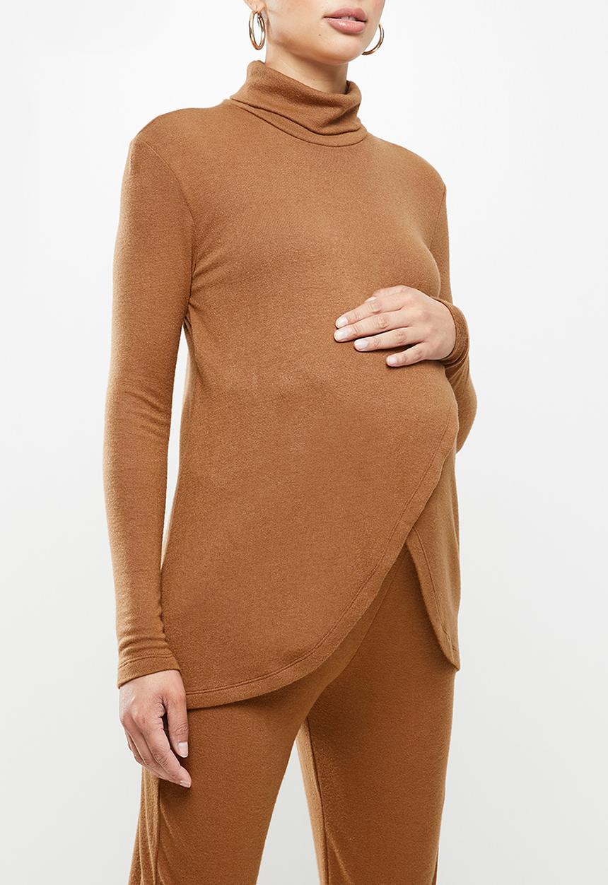 Superbalist - Nursing roll neck top - tobacco
