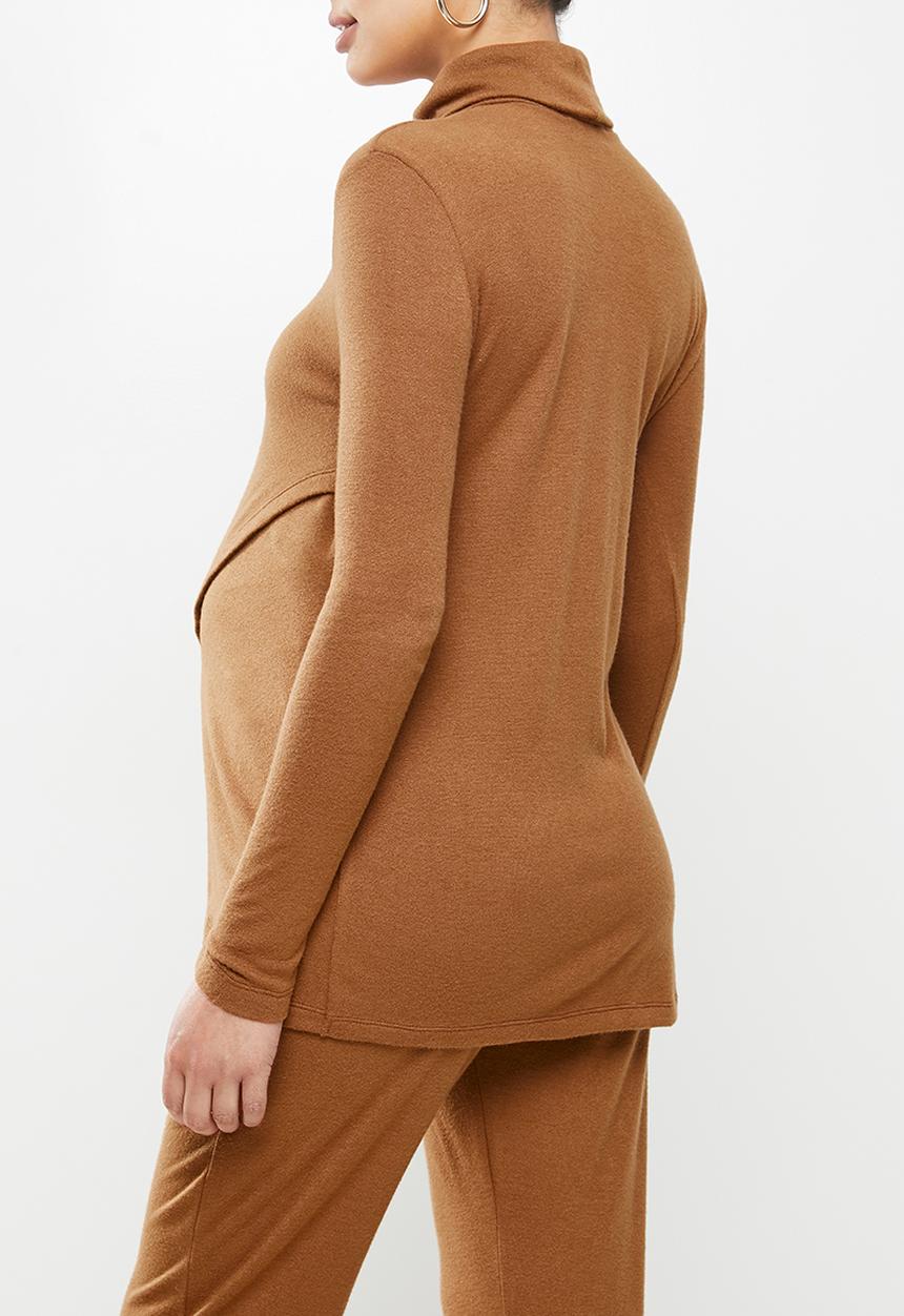 Superbalist - Nursing roll neck top - tobacco