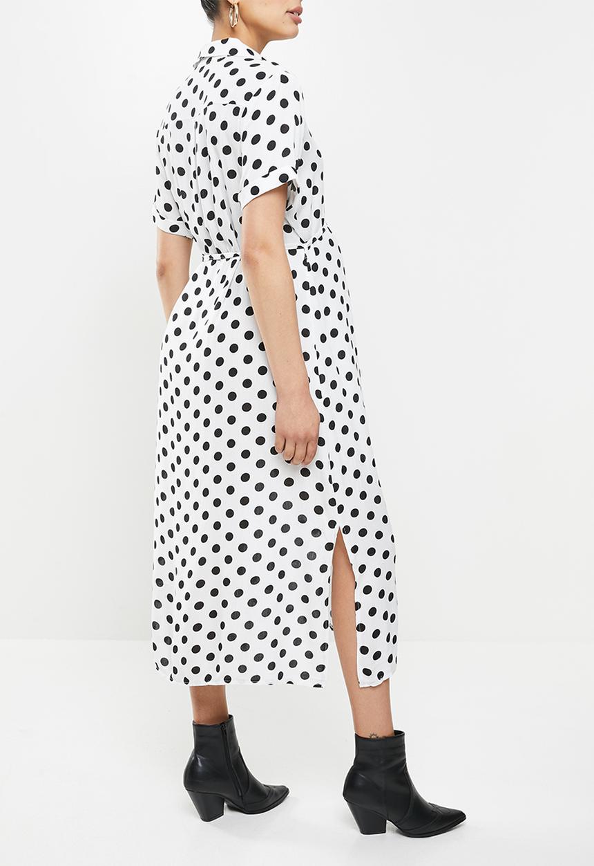Glamorous - Maternity side split shirt dress - cream & black 