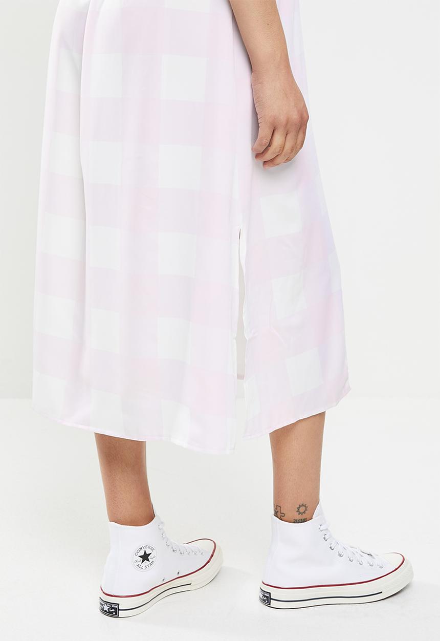 Glamorous - Maternity side split shirt dress - lilac & white 