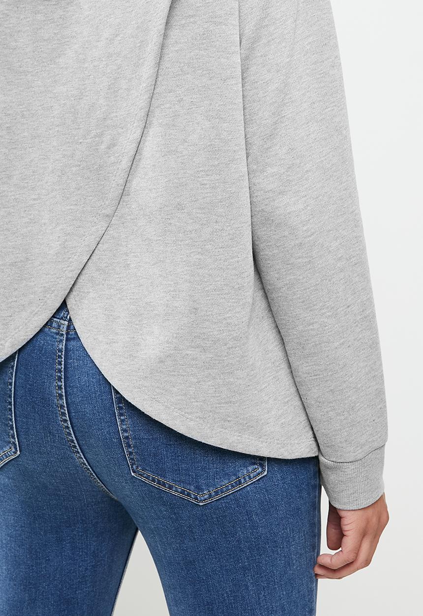 Superbalist - Maternity drop shoulder back wrap hoodie - grey melange