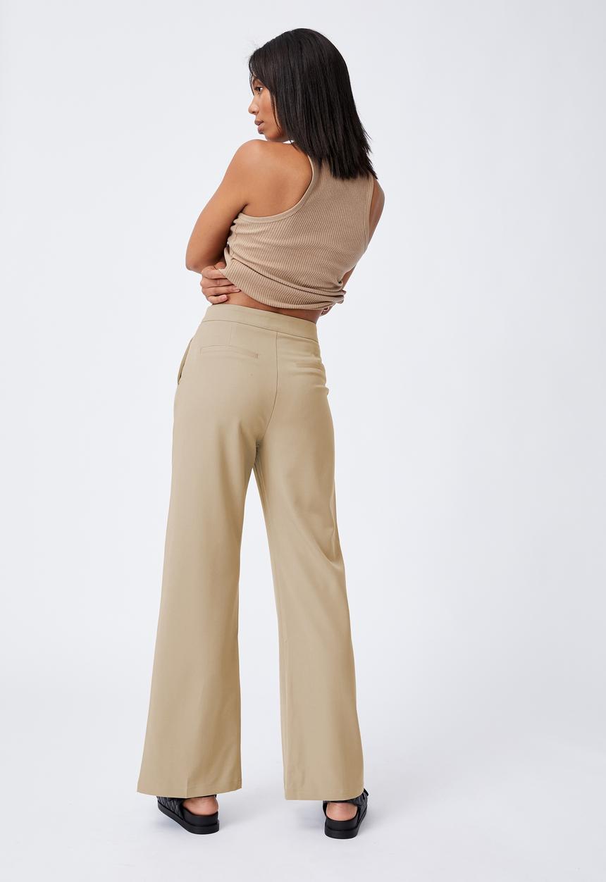 Cotton On - Roy split hem pant - washed taupe