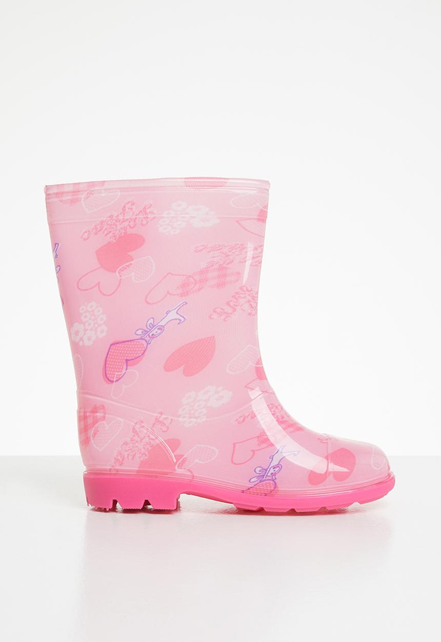Pop Candy - Girls wellington heart boots - pink multi