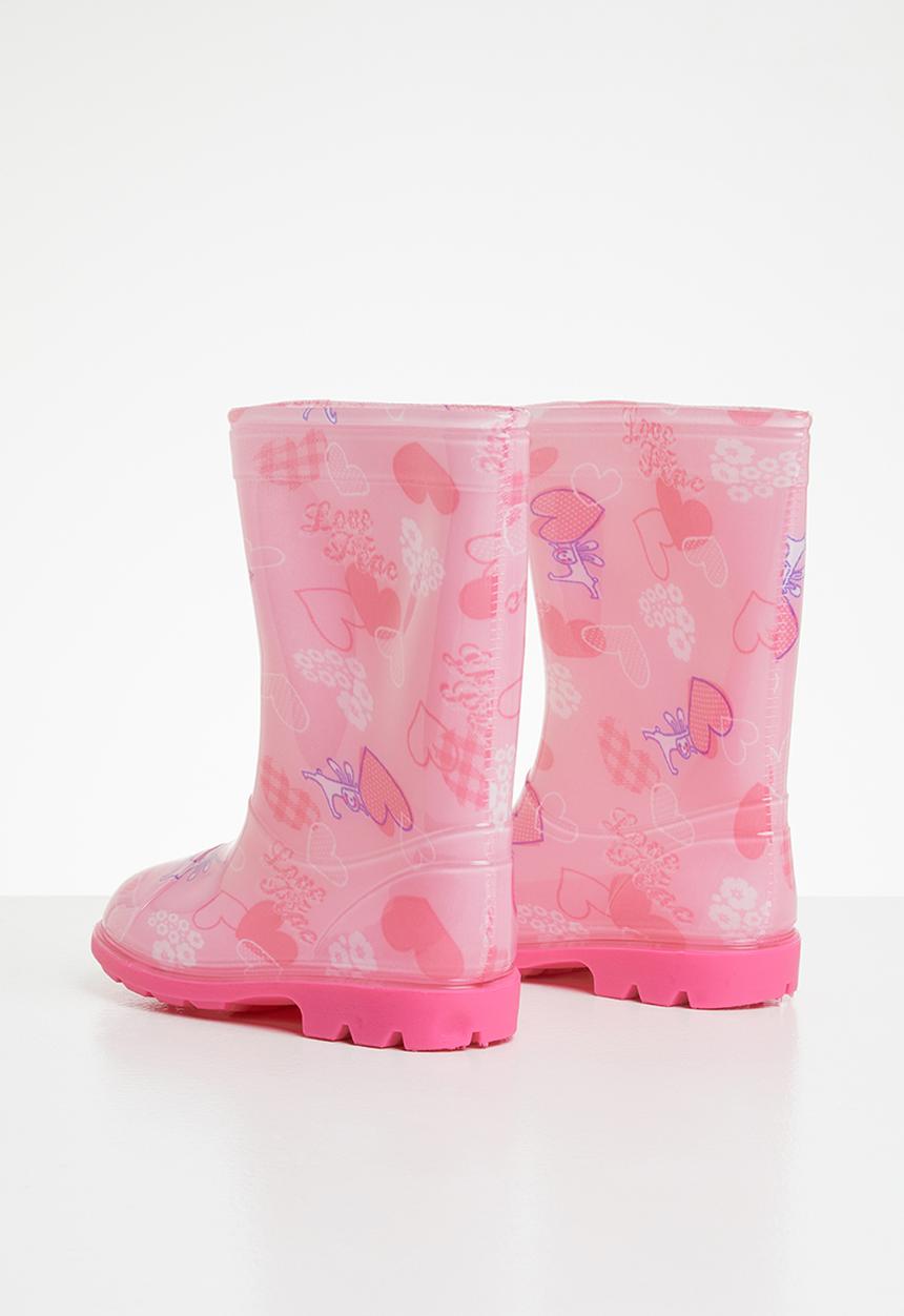 Pop Candy - Girls wellington heart boots - pink multi