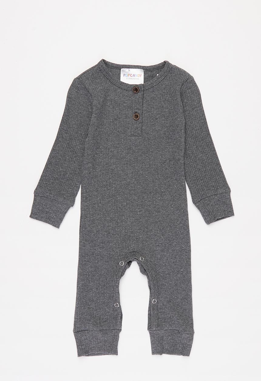 Pop Candy - Henley romper - charcoal