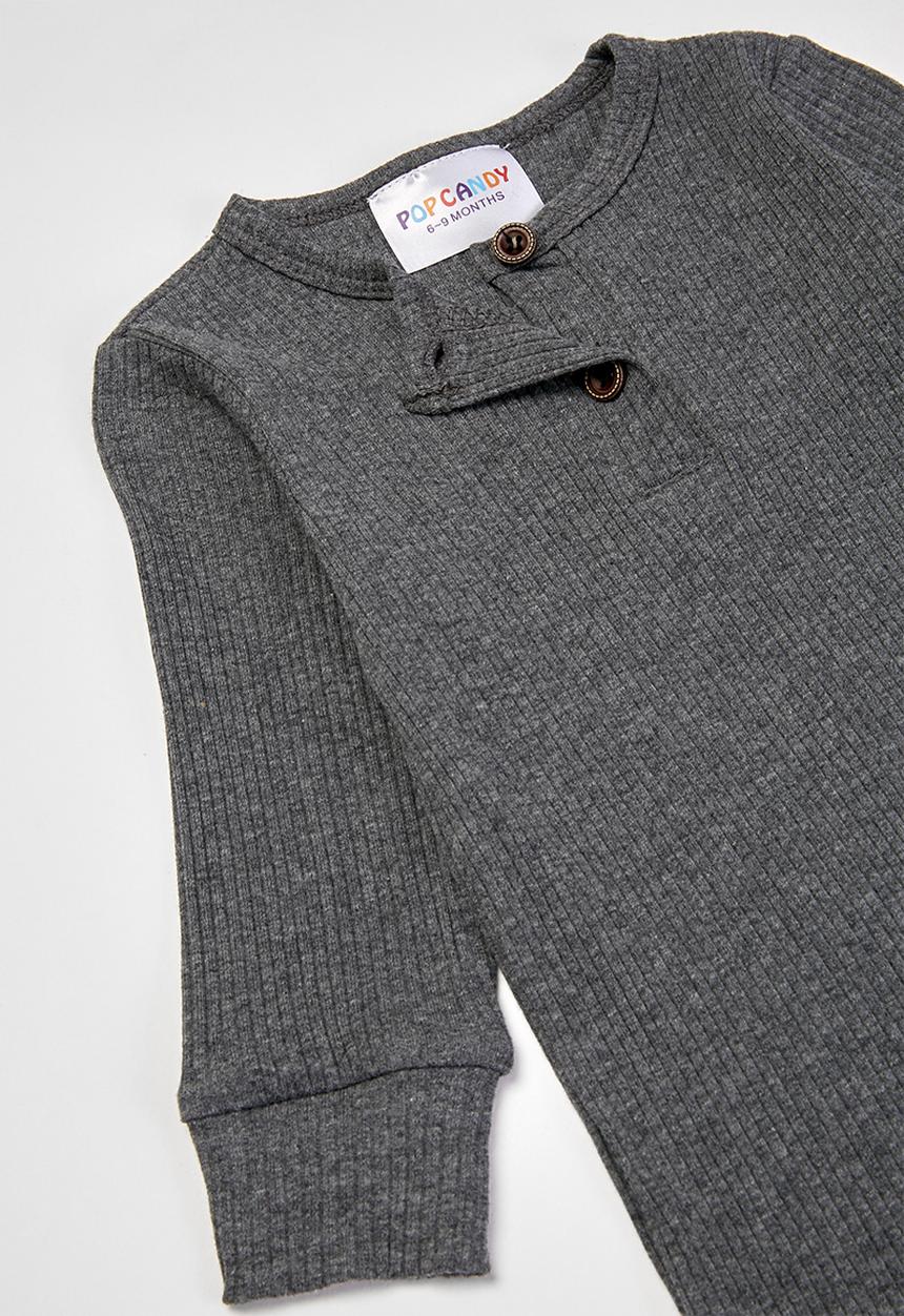 Pop Candy - Henley romper - charcoal